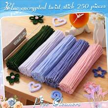 250/500pcs DIY Bouquet Pipe Chenille Stems, Graduation Bouquet Handmade Chenille Rods, Handmade Flower Plush Sticks, For DIY Gift Art Projects (Blue & Pink & Green, 12 Inch) - Multicolor - View 13