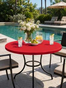 1pc-Red Stretch Spandex Tablecloth 6FT, Fitted Rectangular Table Cover For 72 X 30 Inch Tables, Washable Elastic Tablecloth For Christmas, Parties, Weddings And Events - Red - View 14