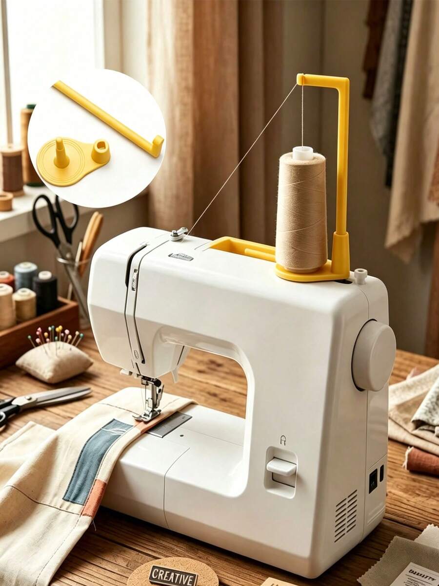 縫紉機頂裝線軸架 - 垂直大線軸支架附防纏繞導線器 - 家用縫紉機與拷邊機通用配件 - 縫紉工作室專業設備 - 多色 - 查看 1