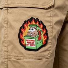 1 Possum Trash Can Fire Embroidered Patch, The Horror Continues But I'M Still Here, Funny Possum Iron On Patch, Humorous Embroidered Applique - A - View 4