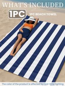 1pc Beach Towel, Beach Essential, Vacation And Bathroom Decor, Super Absorbent, Suitable For Bathroom, Swimming, Fitness, Yoga, Soft Microfiber, Lightweight And Portable, Windproof, Sun Protection, Sand-Proof, Summer Travel - Multicolor - View 2