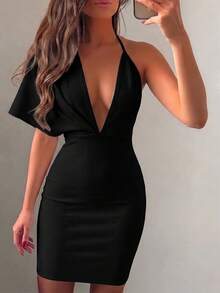 Women's Sexy Elegant Black Backless Spaghetti Strap Bandage Bodycon Dress, Suitable For Party, Cocktail, Wedding Guest Spring - Black - View 6
