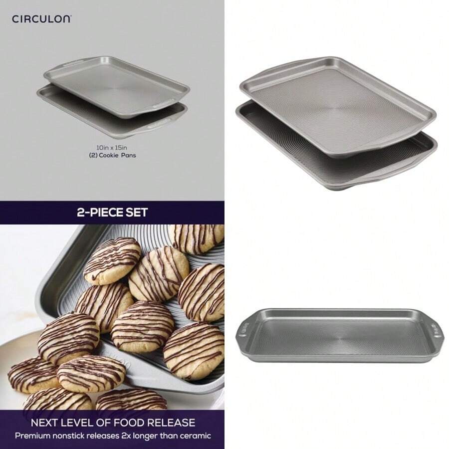 Circulon Nonstick Bakeware 10-Inch-by-15-Inch Cookie Baking Pan 2-Piece Set - Gris - Ver 1