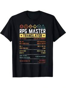Camiseta de Rol RPG Maestro D20 de Mesa Divertida para Jugador RPG, Camiseta Deportiva Casual de Manga Corta para Hombre G, Ropa para Gamers, Equipo de Rol, Diseño Humorístico, Moda Nerd - Negro - Ver 1