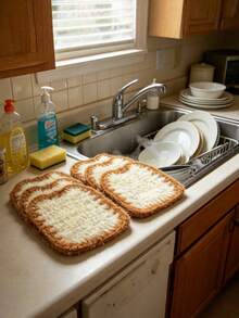 1/3PCS Kitchen Towels, Double-Layer Soft And Absorbent, Degreasing And Cleaning Cloth, Kitchens Cute Home Decor For Dishwashing And Bathroom Use, Decorative Dish Cloth Multifunctional, Cute, For Kitchen - Bread Dishcloth - View 1