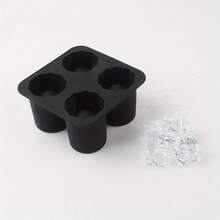 2-Piece Silicone Ice Cube Mold/4-Compartment Whiskey Cup Maker/Reusable Cylindrical Ice Cup Maker/Ideal For Drinks/Must-Have For RV Travel Kitchens, Catering Tools And Tableware, And A Great Gift Choice - 黑色 - 查看 2
