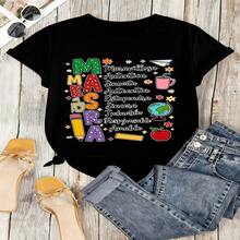 Teacher Appreciation Graphic T-Shirt Heartfelt 100% Cotton Oversized Soft Breathable Casual Crewneck Short Sleeve Top Best Teacher Educator Gift Cute Teachers Educators School Staff Gift Givers - 黑色 - 查看 18