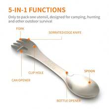 Titanium Coated Multi-Tool Spork For Backpacking & Survival – Matte Silver, Black – With Bottle & Can Opener, Easy To Clean - Multicolor - View 6