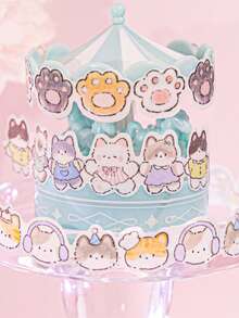 1/6pcs Cat Shaped Glitter Washi Tape, Cute Hand-Drawn Illustration Tape, Easy-Tear Washi Material, Suitable For Planner Layout, Card Making, Photo Collage And Handmade Decoration - Multi Colors - View 1