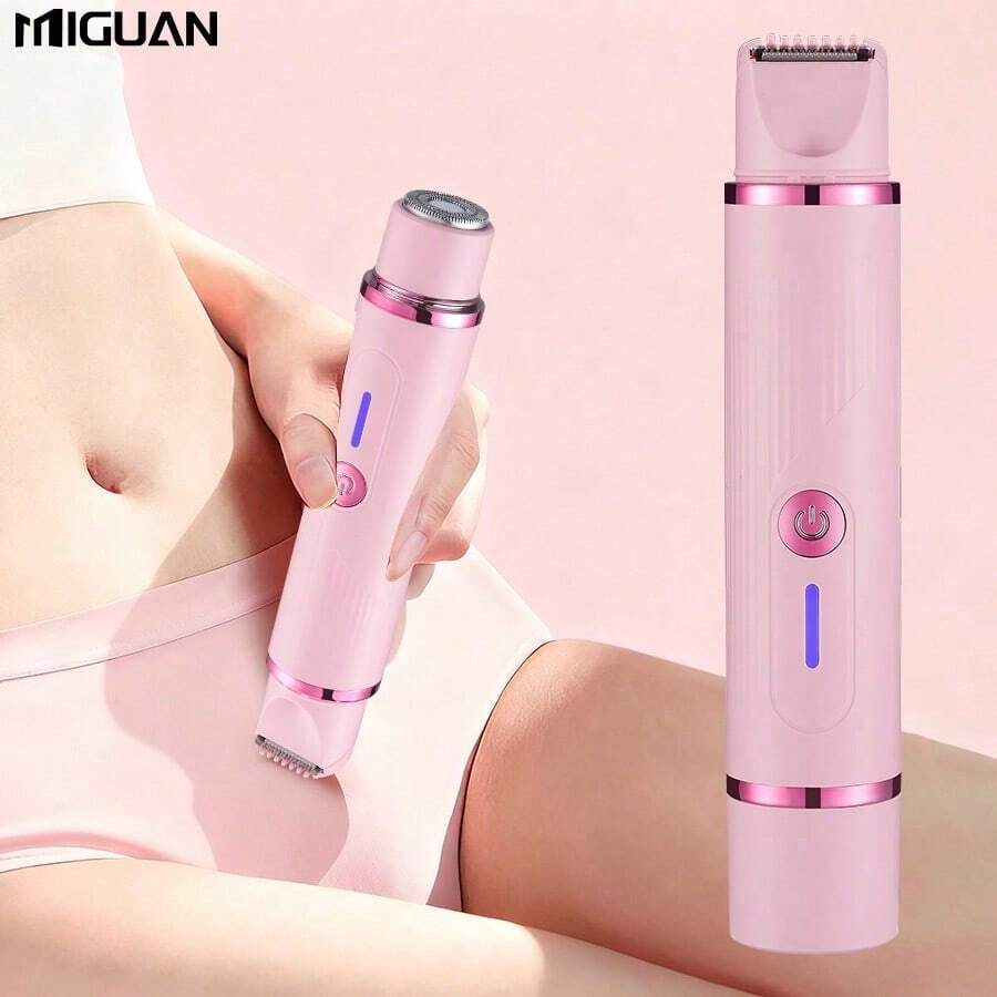 2合1女用電動除毛器與電動刮鬍刀，USB充電，雙頭設計方便使用，適合居家與旅行，完美的節日禮物，500mAh電池容量