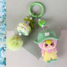 Unisex Adult Keychain, Flocked, Solid Plastic, Fashionable Cute Cartoon (Accessory Pattern & Color Random) - Multicolor - View 4