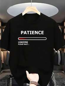 Camiseta de manga corta con cuello redondo estampado novedoso para hombre, versátil, lavable a máquina, adecuada para el gimnasio y el uso diario, estilo moderno y vanguardista, talla grande - Negro - Ver 1
