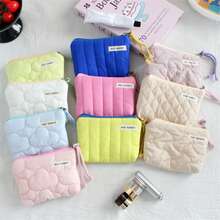 1 pieza Monedero acolchado con rayas de nube, bolsa de almacenamiento portátil mini, puede almacenar caramelos, aperitivos, lápiz labial, auriculares, bolsa pequeña, bolsa con forro interior de cremallera de color caramelo, bolsa para lápiz labial, monedero, tarjetero, bolsa de almacenamiento de auriculares, puede contener tarjetas bancarias, tarjetas de crédito, monedas, capacidad suficiente, tela suave y cómoda, monedero de tarjeta de moda, adecuado para estudiantes y trabajadores de oficina en sus desplazamientos diarios y compras. - Multicolor - Ver 1