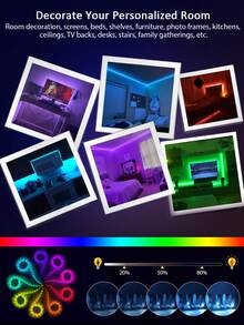 أضواء شريط LED RGB بجهد 5 فولت مع جهاز تحكم عن بعد (تتطلب بطاريتين AAA، غير مشمولة)، شريط إضاءة متعدد الألوان قابل للتغيير، مناسب لإضاءة خلفية التلفزيون وغرفة النوم والألعاب وديكور الحفلات، 3.3 قدم–131 قدم اختياري (ملاحظة: 65 قدم+ يتم شحنها في 2 لفة) - لون - مشاهدة 7