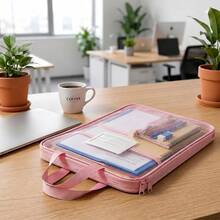 Transparent Nylon Mesh File Organizer Bag - Featuring Three Independent Compartments, Dual Zippers, Available In Multiple Colors, Ideal For Organizing Stationery And Office Documents, As Well As Storing Passports And Identification Cards. - View 9