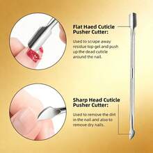 6 Pieces Silver Stainless Steel Nail Care Tools Kit Cuticle Remover & Nail Shaping Manicure Set - Silver - View 6