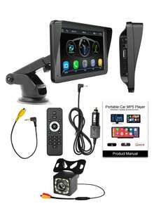 Reproductor inalámbrico de 7 pulgadas con Apple CarPlay y Android Auto, pantalla táctil Bluetooth con manos libres/espejo de pantalla/navegación/control de voz/tarjeta TF/AUX, adecuado para automóviles, camiones, SUV - A - Ver 13