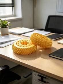 3D Printed Durian Gear , Silent Smooth Rotation EDC Stress Relief Toy, Portable Desktop Decor Anxiety Relief Gadget, Unique Creative Hand Spinning Gift For Friends - Gold - View 4