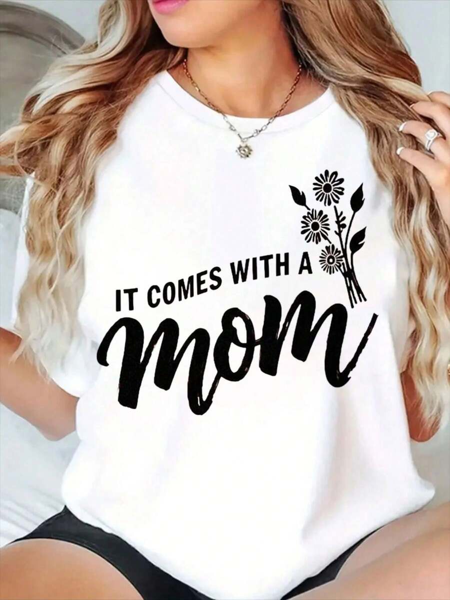 Viene con una camiseta con gráfico de mamá como regalo del Día de la Madre, camiseta casual para mujer, parte superior de maternidad, atuendo familiar, ropa de mamá