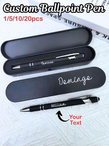 1/5/10/20pcs Personalized Engraved Ballpoint Pens, Customized Name Metal Signature Pens, Luxury Writing Pens, Business Office Gifts, Teacher Appreciation Gifts, Graduation And Back To School Stationery, Elegant Customized Gifts For Students, Colleagues, Wedding Guests - Pen + Pen Case - View 2