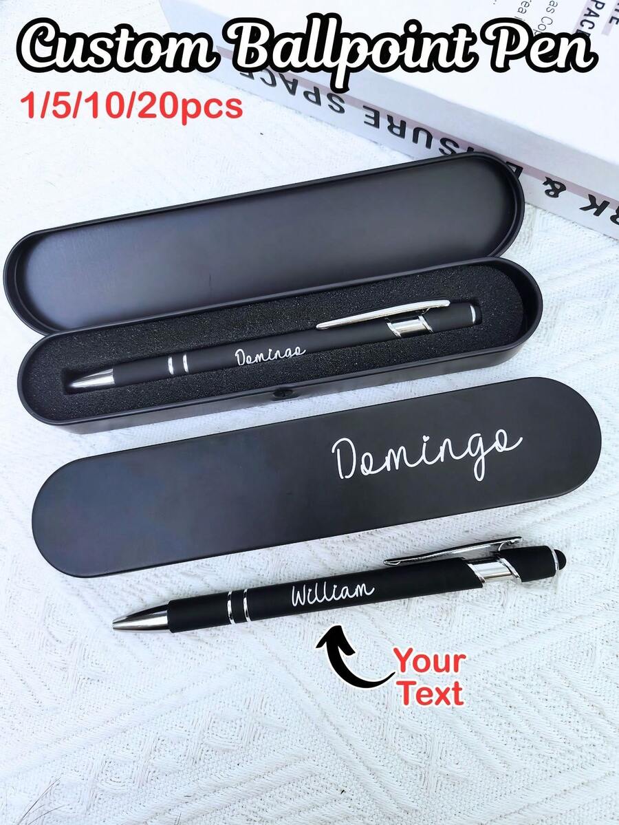 1/5/10/20pcs Personalized Engraved Ballpoint Pens, Customized Name Metal Signature Pens, Luxury Writing Pens, Business Office Gifts, Teacher Appreciation Gifts, Graduation And Back To School Stationery, Elegant Customized Gifts For Students, Colleagues, Wedding Guests