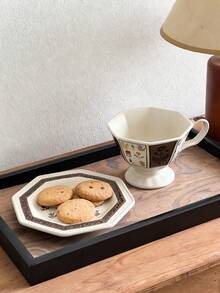 1 Set Vintage Victorian Style Octagonal Floral Ceramic Coffee Cup With Matching Saucer, Suitable For Home Daily Breakfast, Holiday And Birthday Gift - Multicolor - View 5