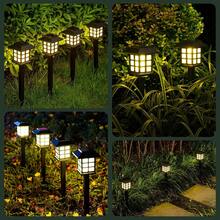2入組與6入組 LED 太陽能花園燈，塑膠戶外燈籠式路徑照明燈，600mAh 鎳電池供電，簡易安裝，適用於走道、庭院與社區裝飾－白光、暖光與彩色光 - Small House - 查看 5