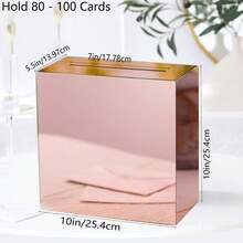 Acrylic Rose Gold Card Slot Box, Thickened DIY Wedding Box (Blank Without Pattern), Suitable For Banquet Decoration, Fundraising Box, Voting, Graduation Anniversary, Party Gifts - Rose Gold - View 7