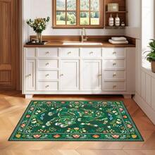 Hippie Style Carpet, Bathroom Mat Faux Wool Tropical Pink, Door Mat Bathroom Mat Bathroom Carpet Bohemian Style Bathroom Mat, Kitchen Small Size Carpet Indoor Entrance Carpet Modern Vintage Style Distressed Style Floor Mat Non-Slip Washable - Flowers and Animals - View 10