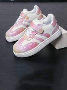 Children's Spring/Autumn Fashion New Girls' Shiny Casual Minimalist Sporty Sneakers - Pink - View 2