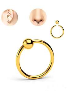 10PCS 316L Stainless Steel Universal Hoop Ear Studs, Nose Rings, Ear Rings, Vacuum Plated Non-Fading Body Piercing Jewelry For Men And Women, 8mm - Multicolor - View 2