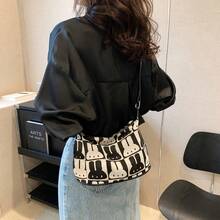 Casual Cute Rabbit Canvas Bag Women's New Fashion Versatile Niche Dumpling Bag Shoulder Crossbody Bag - Black and White - View 4