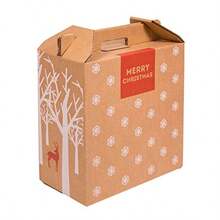 Only Boxes Caja de vino con 6 botellas de vino 4 unidades diseño navideño - Marrn - Ver 2