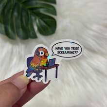 HAILUREY Funny Screaming Parrot Tech Support Meme Sticker - Compatible With Linux/Virus/SPF Decal - & Scratch-Resistant Suitable For Teens, Adults, Tech Gifts, Laptops, Luggage, Skateboards - Funny Computer Accessory School Supplies - Star Film - View 1