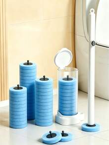 Disposable Toilet Brush Set, 7/14 Replacement Brush Heads, Wall-Mounted Bracket Without Drilling, No Dead Angle Toilet Cleaning Set, Deep Cleaning Toilet And Squat Toilet, Home Bathroom Supplies, Disposable Brush Heads For Daily Bathroom Hygiene And Toilet Deep Cleaning - Multiple Styles - View 1