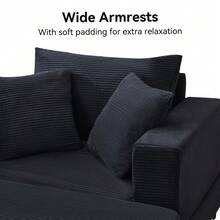 Chaise Longue With Footrest And Storage Space, Lounge Sofa With 3 Cushions For Living Room And Bedroom - 黑色 - 查看 5