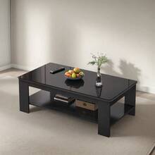 Mesa Para Sala 2 Capas Armarios A Juego Minimalista Moderna - Negro - Ver 2