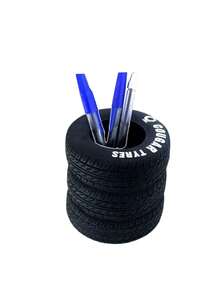 Creative Realistic Tire Shaped Pen Holder Car Enthusiast Desktop Organizer Personalized Fun Storage Container Stationery Office Makeup Brush Display Home Decor Novelty Gift Idea Perfect For Desk Organization And Car Lover Accessories Unique Desk Decoration - Multicolor - View 4