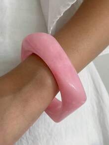 Geometric Square Asymmetrical Transparent Resin Bangle, Alloy Bracelet Women's Jewelry - Multicolor 2 - View 5