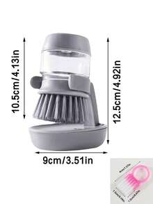 Press-Type Dish Brush With Base, Non-Scratch Kitchen Cleaning Brush, Suitable For Pots, Pans, Sinks And Tableware, Non-Stick Brush. Keep Hands Clean, Ergonomic Design. Pot Brush With Soap Dispenser, Kitchen Cleaning Brush. - Multicolor - View 6
