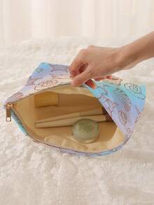 1pc Portable Cosmetic Storage Bag Ocean Series Shell & Starfish Pattern Double-Sided Print Travel Zipper Makeup Pouch Multifunctional Toiletry Organizer - Multicolor - View 2