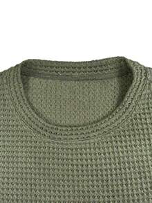 Suéter de hombre versátil con textura, casual para uso diario y desplazamientos, combina con todo - Verde militar - Ver 8