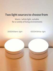 1個 LED 智慧感應小夜燈，現代 360° 旋轉小夜燈，衣櫥燈，由 3 顆 AAA 電池供電（不含電池），可拆卸設計配備磁吸底座和眼部動作感應器，樓梯感應小夜燈，適用於臥室、廚房、走廊、浴室、床頭櫃 - 旋轉小夜燈 - 查看 9