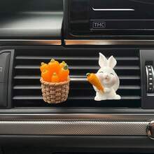 3D Auto-Lüftungsdekoration Clip, süßer Hase, Karotte, mit Aromatherapie-Funktion, kann Dufttabletten halten, frische Luft - A - Übersicht 5