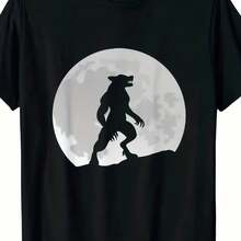 Nueva camiseta de edición limitada estilo Wolfman Wolf Moon, disponible en tallas S-3XL, unisex, con opciones de manga larga y manga corta, camiseta estampada de manga corta para el verano d - Negro - Ver 6