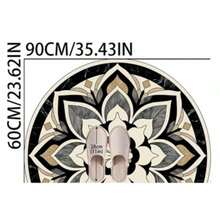 1pc Black & White Floral Half-Circle Doormat, Doormat, Small Rug, Welcome Mat, Carpet, Floor Mat, Outdoor Doormat, Kitchen Rug, Home Decor, Front Door Mat, Area Small Rug, Outdoor Mat, Home Decor, Area Rug, Garden Rug, Washable Carpet - Multicolor - View 14