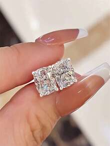 1 Pair Romantic Cubic Zirconia Stud Earrings, Suitable For Women To Attend Parties, Engagements, Anniversaries And Other Occasions, Also An Ideal Gift For Valentine's Day. - 9# - View 12