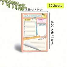 1/4 Pcs Fun Design "Teacher's Notes" Planner, With Clearly Divided Sections Including To-Do, Date, Communication, And Note Sections. Featuring Adorable Apple And Pencil Illustrations, It Ensures Efficient Daily Planning, 30-Sheet/Pc School Supplies - one-size - View 6