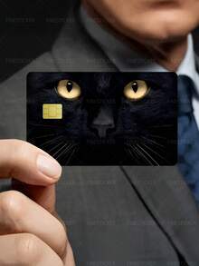 1pc Yellow-Eyed Black Cat Credit Card Cover Sticker Protector Sleeve, Pet Lover PVC Material Anti-Fingerprint Durable Scratch-Resistant Wear-Resistant Skin, Party Birthday Gift, Suitable For Men & Women, Small Chip Cards, Bank Cards, Credit Cards, Transit Cards, Key Cards, Student Campus Cards Personalized DIY, Privacy Protection - Multicolor - View 6