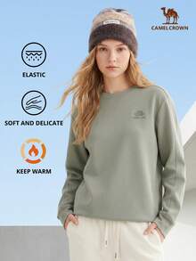 CAMEL CROWN Men's Solid Color Crew Neck Long Sleeve Pullover Sweatshirt - Gray Green - View 2